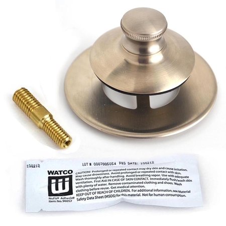 WATCO NuFit Push Pull Bath Stopper, Silicone, 3/8 in. to 5/16 in. Combo P Non-Grid Strain, Brushed Nickel 48750-PP-BN-47